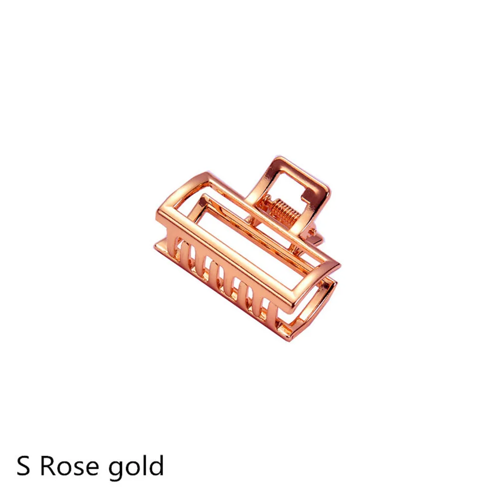 Rose gold S Женский геометрический коготь для волос Одноцветный Краб для волос Ретро квадратная форма заколки для волос с жемчугом когти аксессуары для волос большой размер шпилька - Цвет: Rose gold S