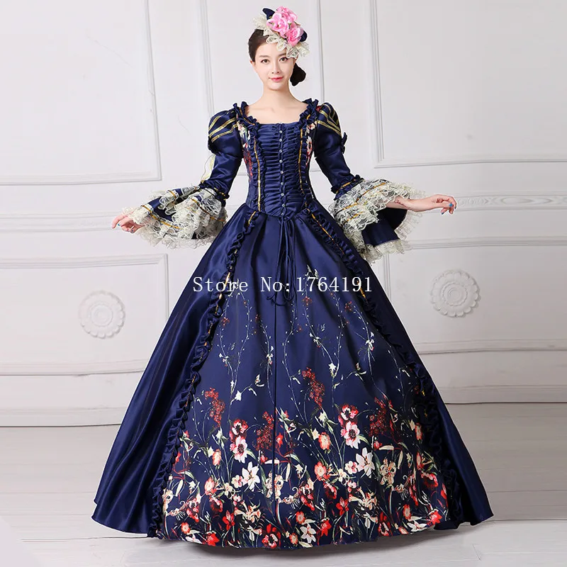 Горячая Распродажа 2017 синее платье с квадратным воротником готическое