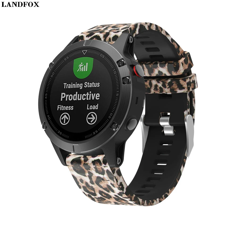 LANDFOX печать Замена Silicagel быстрой установке мягкие часы Группа ремешок для Garmin Fenix 5