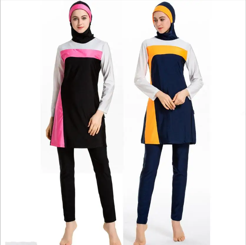 

Burkini Большие размеры, сшитые купальники, чехлы, 3 предмета, консервативная пляжная одежда, купальный костюм с хиджабом, женская одежда Burkiny, м...