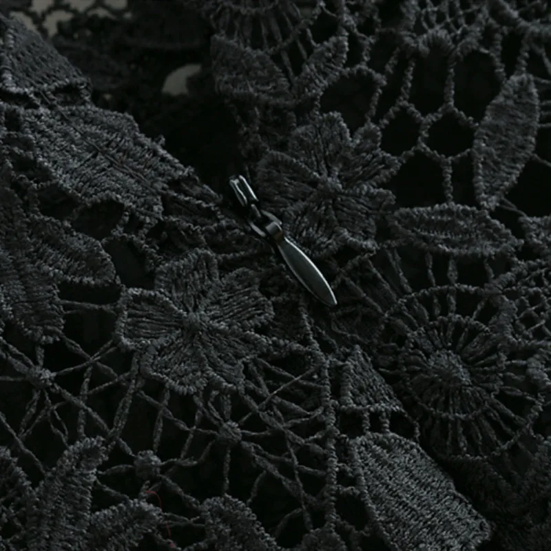 NSZ женский черный кружева лоскутное платье шифон плиссированные мини запястья