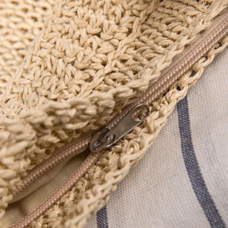 Женская Соломенная плетеная Сумка пляжная сумка-мешок ручной работы на плечо с