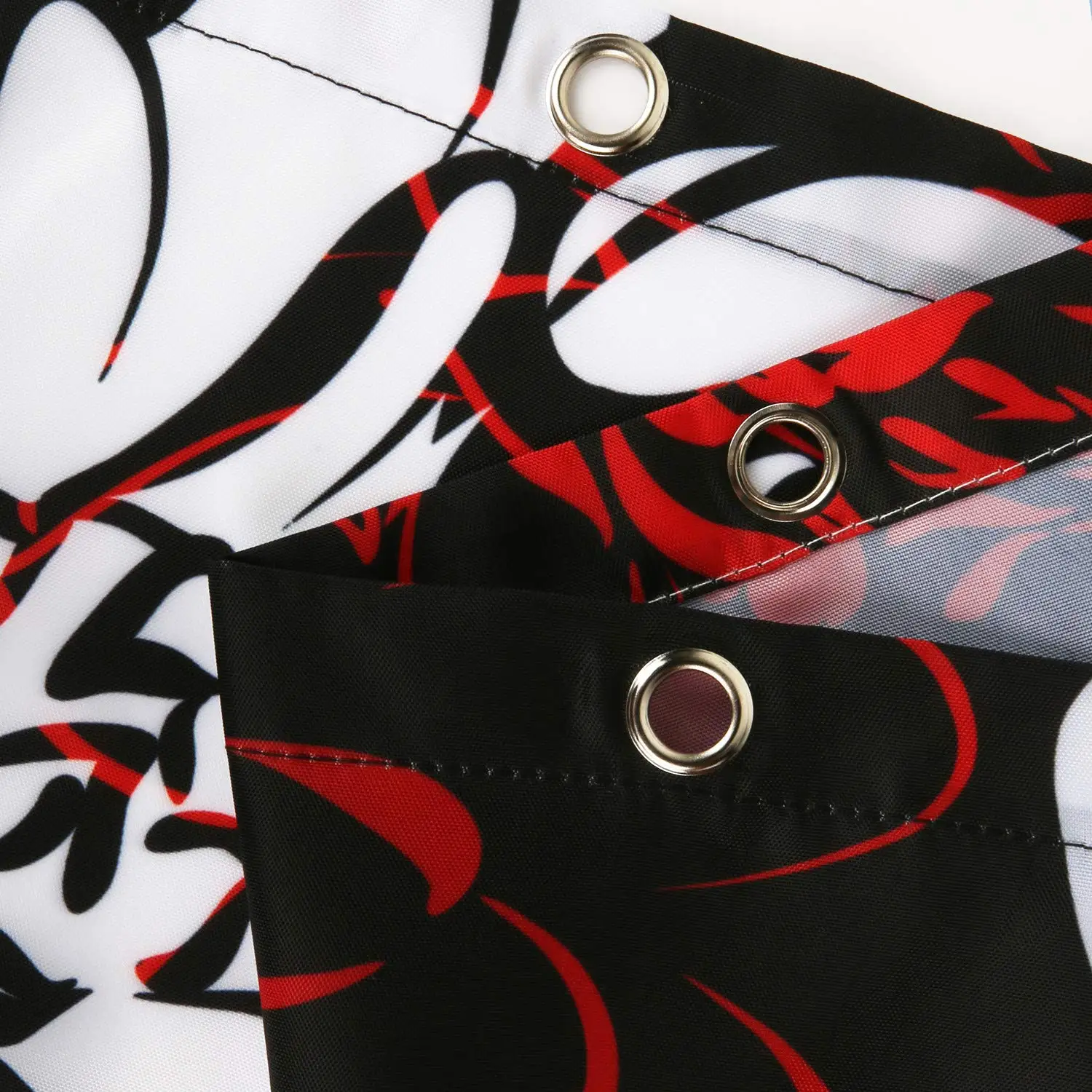 Красная и черная душевая занавеска в комплекте с 12 крючками цветочная ткань для