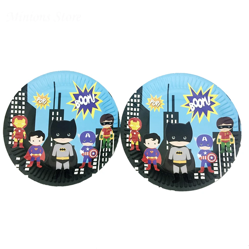 7 inch plate 10pcs Мультфильм Мстители вечерние одноразовые посуда бумажные тарелки салфетки флаг чашки детская игрушка в ванную день рождения принадлежности и украшения - Цвет: 7 inch plate 10pcs