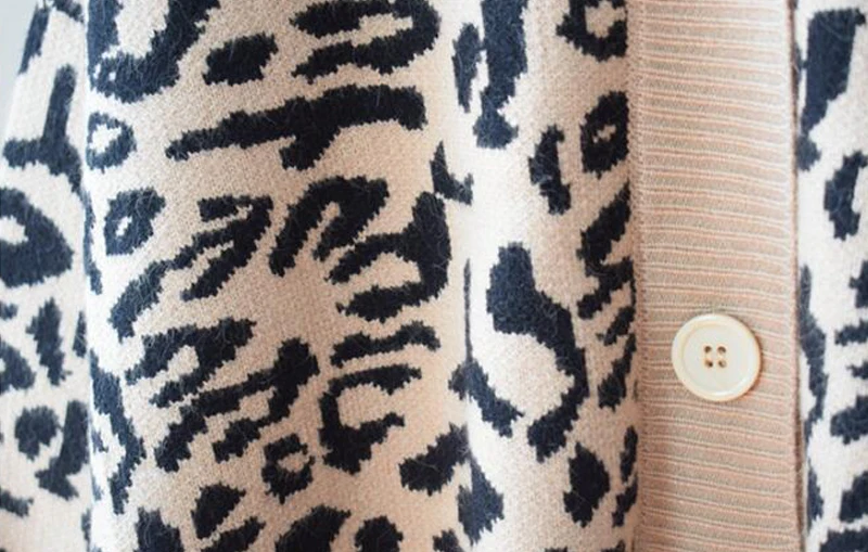 Hirsionsan Leopard Sweater Women Button Sex Cardigan New 2019 Autumn Winter Casual Knitted Loose Korean Warm Female Punk Jumper |