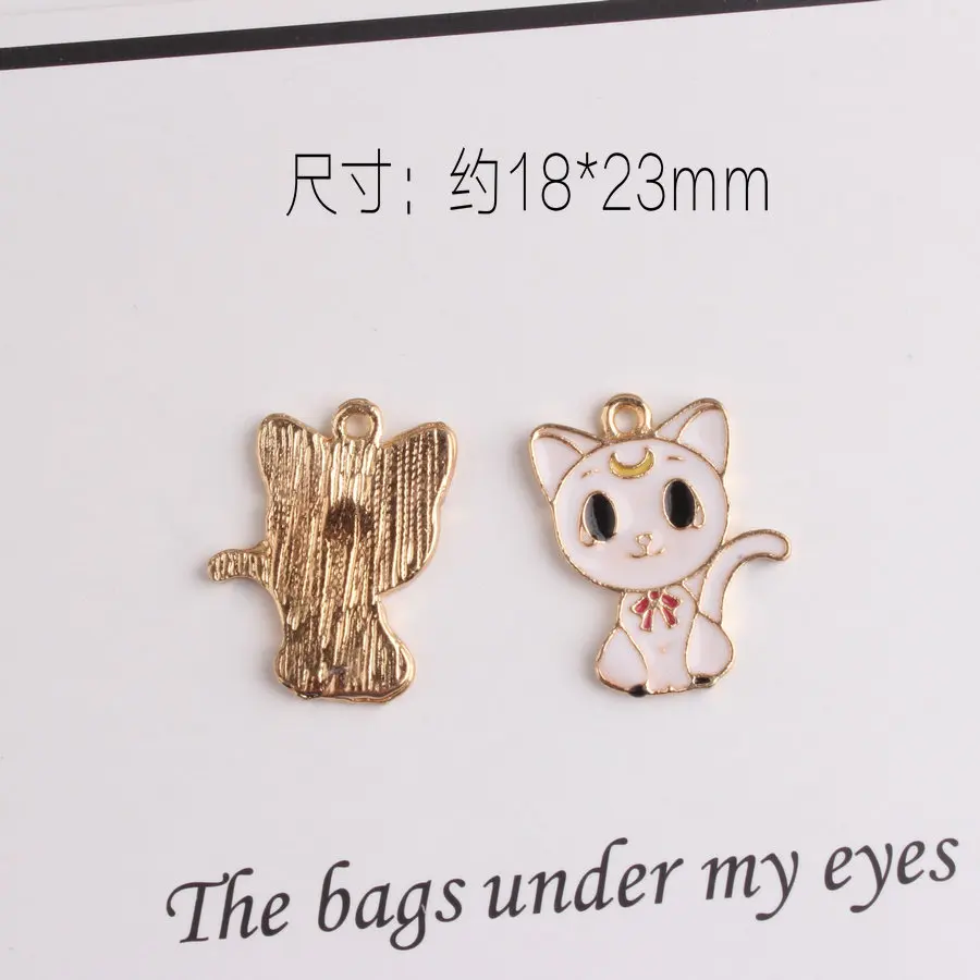 10PCS Alloy Black Cat Wings Heart Magic Wand Pendant Enamel Charms For Handmade Necklace Keychain Fashion Personality | Украшения и
