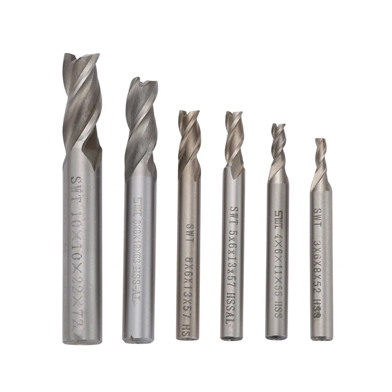 

Фрезы с 3 канавками, концевые фрезы, сверла из быстрорежущей стали, диаметр 3/4/5/6/8/10 мм, аксессуары для станков с ЧПУ, 6 шт.