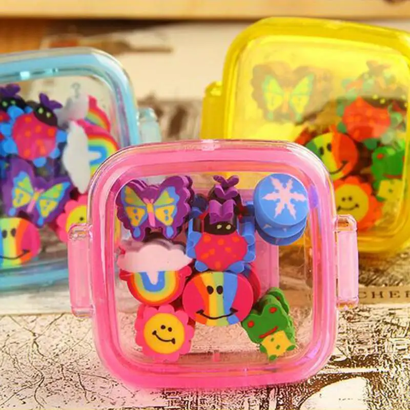 1 Box Kawaii Cute Rubber Eraser Kid Gifts Children Presents Various Shape Colorful Erasers School Supplies Stationery | Дом и сад