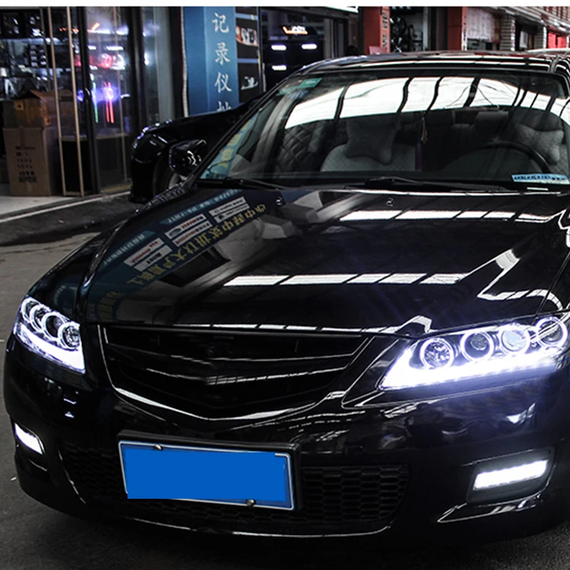 Hlxg 2 шт. Автомобильный светодиодный фары для Mazda 6 M6 2003 2013 налобный фонарь DRL H7