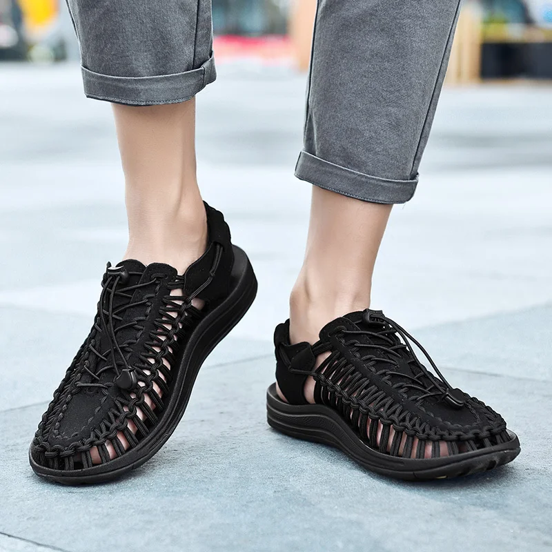 Summer Shoes For Man Breathable Mens Black Red Sandals Elastic Band Casual Male Comfortable Walking Men | Обувь