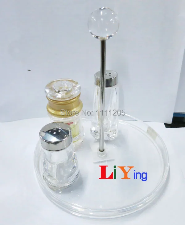 Приправа бутылки для соли и перца круглая тарелка акриловое основание со