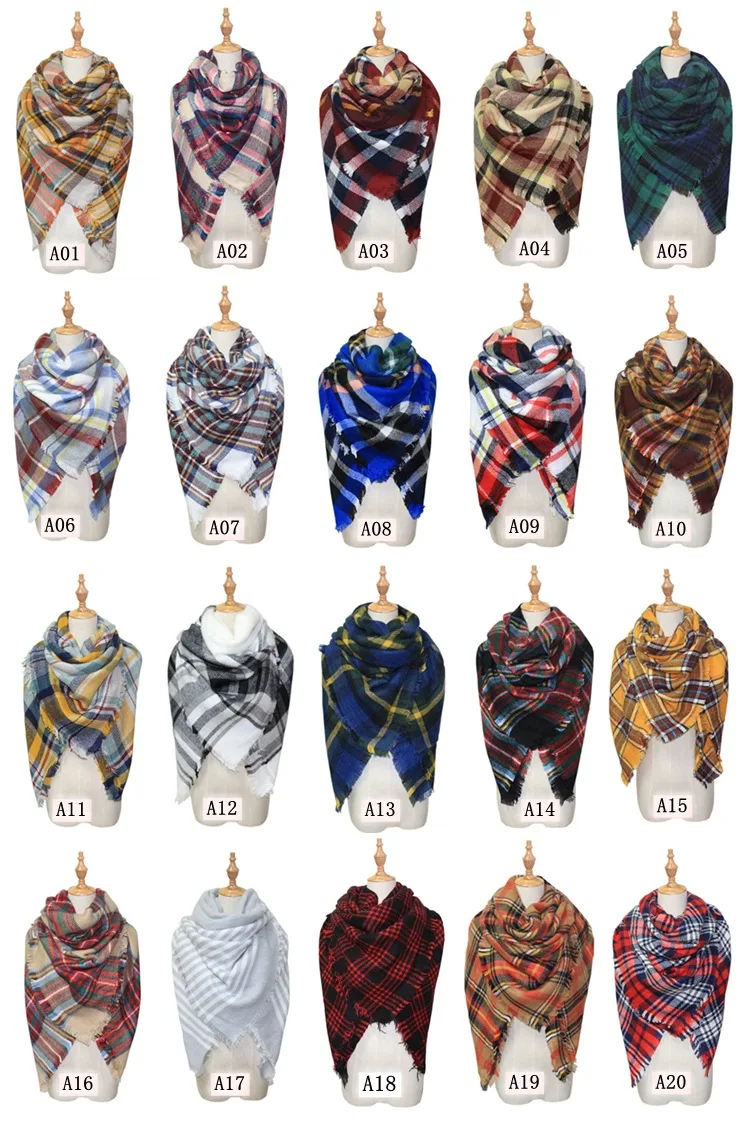

Winter warm Plaid Cashmere like blanket Scarf shawl pashmina/grid scarves 99 color