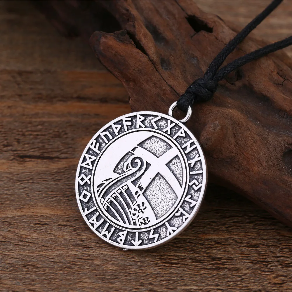Dawapara Viking Runes Jewelry Supernatural Amulet Antique Necklace Men Round Pendant | Украшения и аксессуары