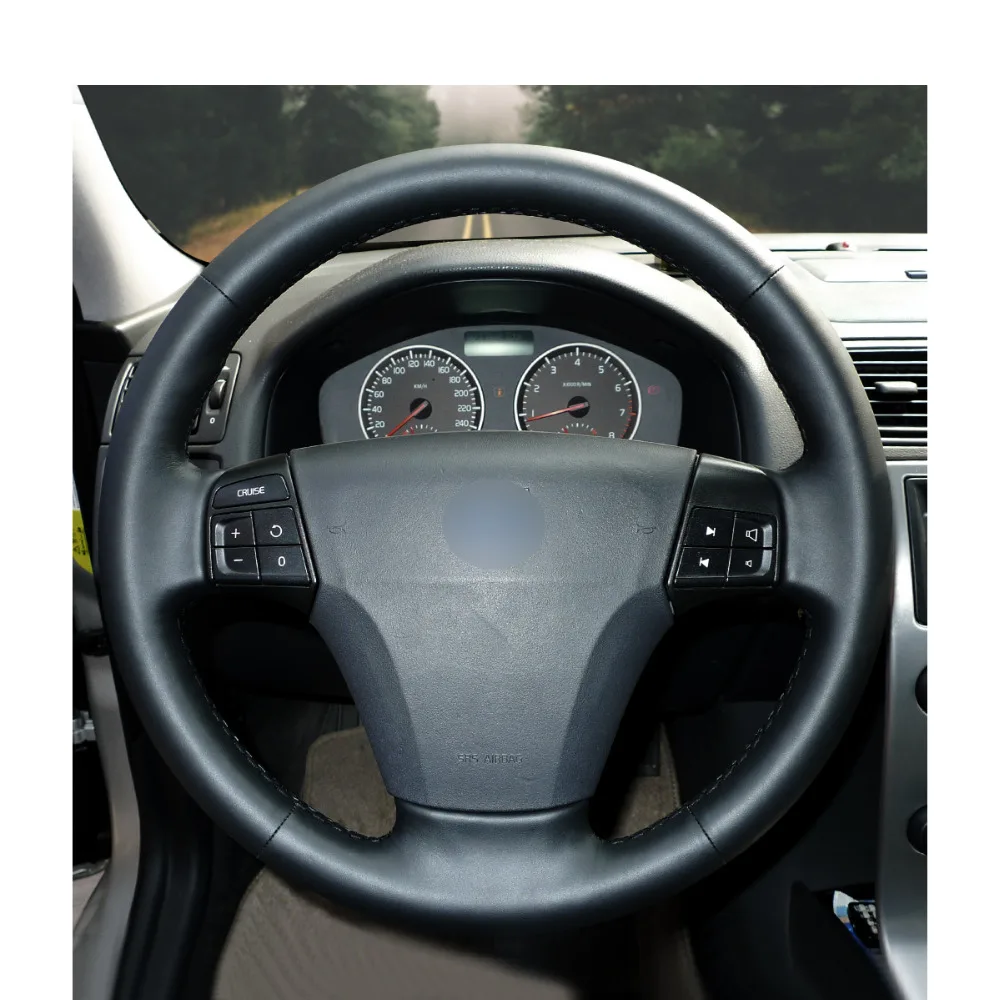Прошитая вручную искусственная кожа черного цвета для Volvo S40 2006-2012 V50 2005-2011 |