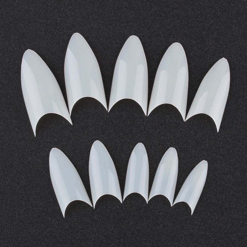 500 наконечники Натуральные Французские акриловые ногти искусство советы стилеты