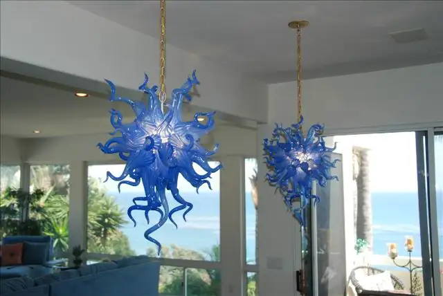 

Tiffany Blue Blown Glass Chandelier Rustic Bedroom Mini Home Lighting