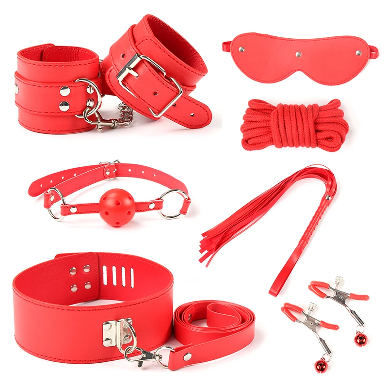 Новый кожаный БДСМ лента плюшевый 7 штук бандаж набор для связывания взрослые