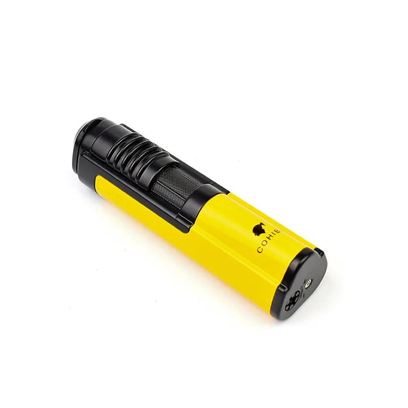 COHIBA металлическая ветрозащитная Зажигалка для сигарет, 1 фонарь, зажигалка с бутановым пламенем, карманная зажигалка