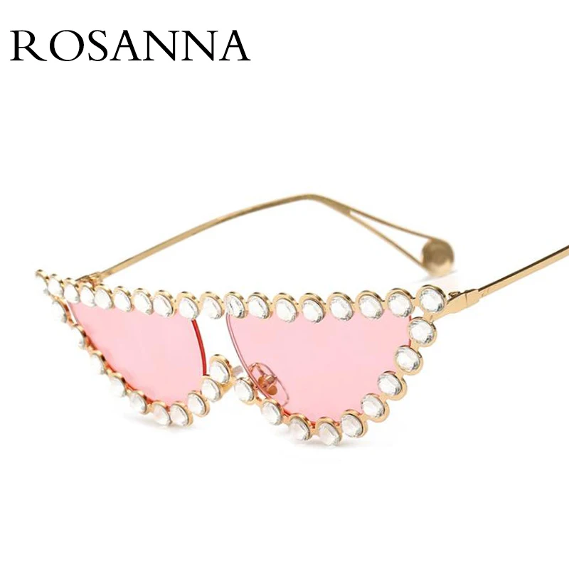 Женские солнцезащитные очки кошачий глаз с плоским верхом и стразами трендовые