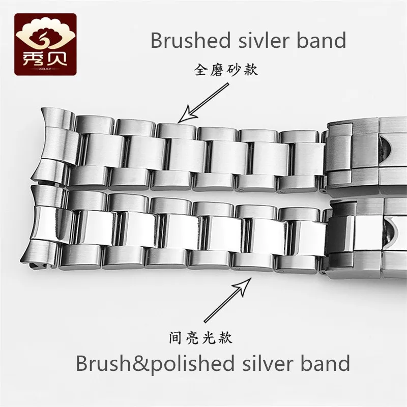 Ремешок для часов нержавеющая сталь 316L серебряный с регулируемой застежкой 20 мм