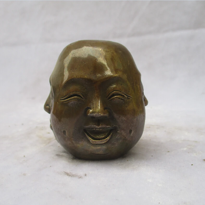 Коллекционная тибин старая медь резная 4 Различные лица скульптура