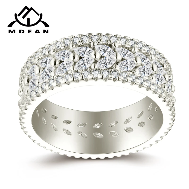 Mdean белый и розовое золото цветной AAA Циркон Круглые Кольца для женщин Свадебные