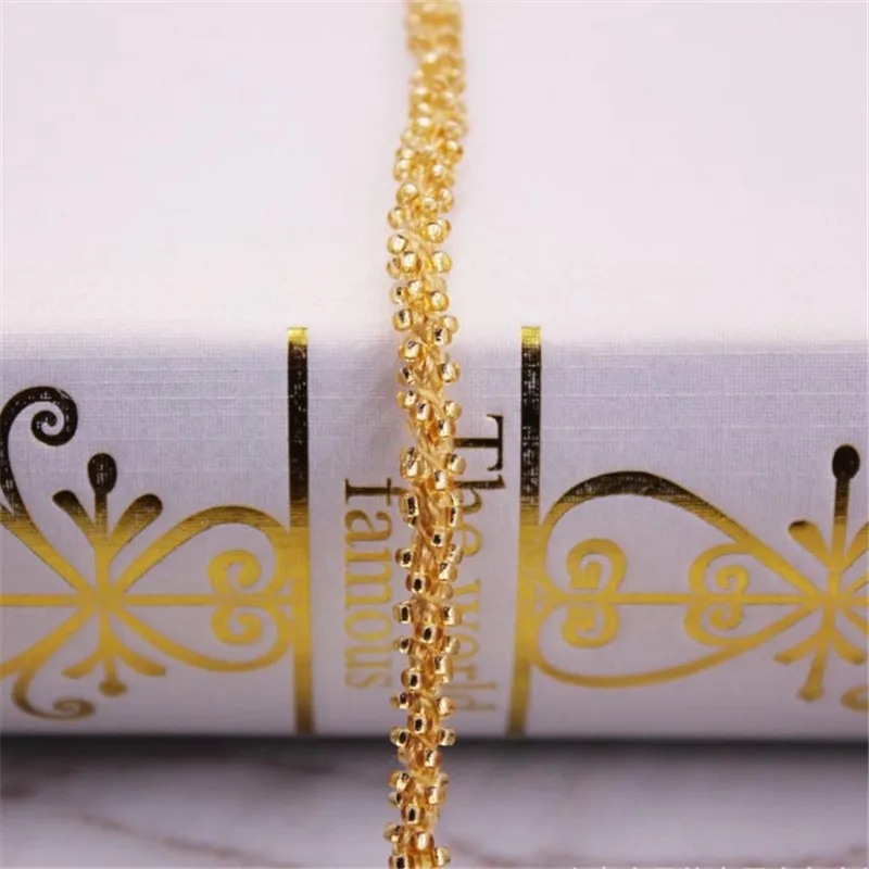 Gold JQ-026 1 ярдов/партия, ручная работа, кружевная кромка, отделка бисером, кружевная ткань, лента, платье, пояс, лента, свадебная аппликация, шитье, стеклянный бисер, плетеная - Цвет: Gold JQ-026
