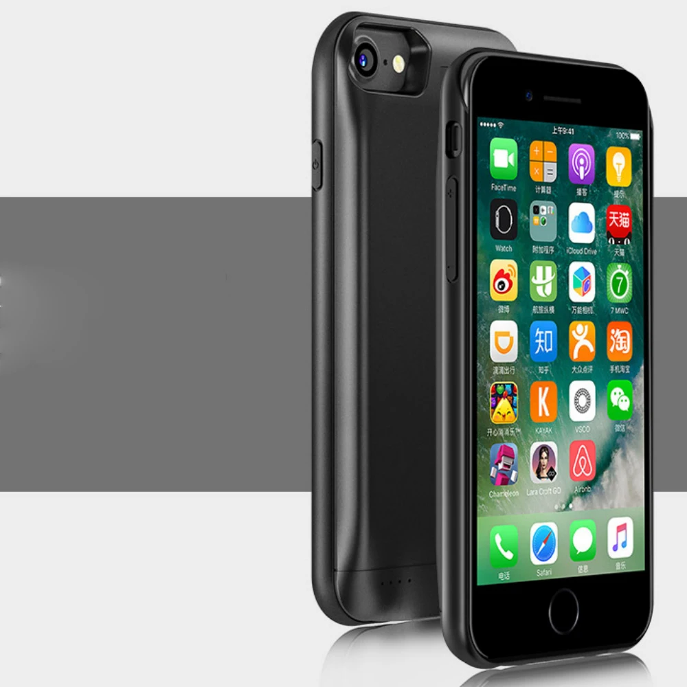Батарея чехол для подзарядки iPhone 6 6s ip7 Роскошный черный Золотая Роза iPhone7 плюс