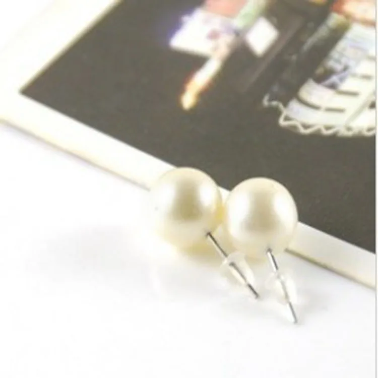 Простой стиль большой гладкий белый искусственный жемчуг трендовые серьги