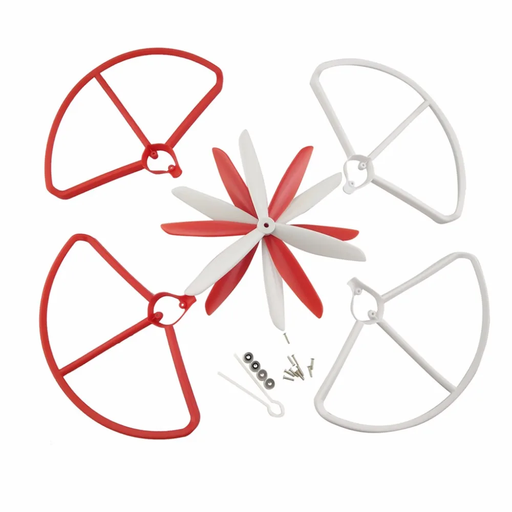 

Hubsan H501S H501A H501C H501M H501S W H501S pro для лопастного пропеллера БПЛА клевера пропеллера и защитной крышки-красный и белый