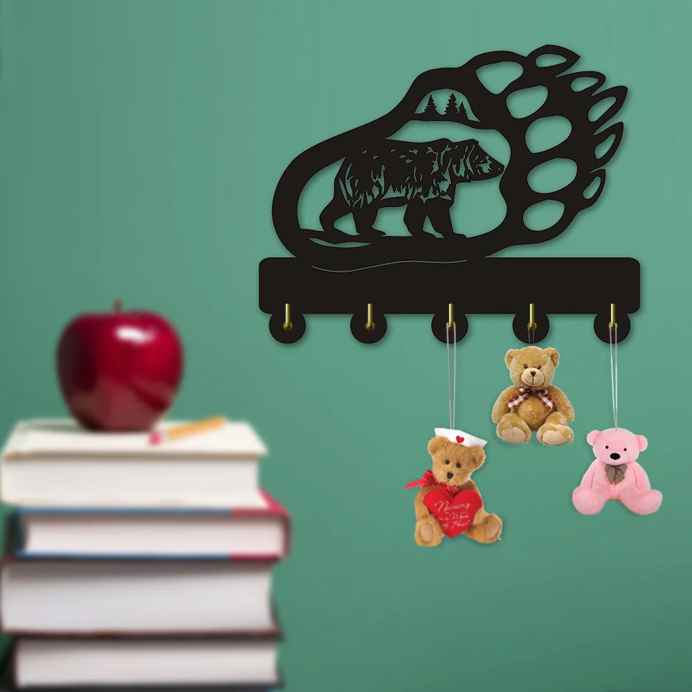 1 шт медведь животного тень силуэта настенные крючки Творческий Bear Paw стены Книги