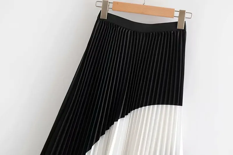 2019 летние юбки женские контрастные цвета Лоскутная юбка в складку Женская