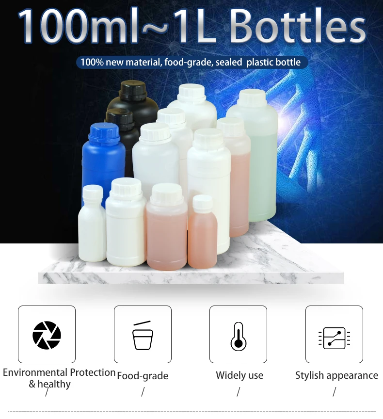 1000 мл HDPE пластиковая бутылка с завинчивающейся крышкой пустой контейнер для жидкости, шампуня, лосьона путешествия многоразовые бутылки горячая распродажа