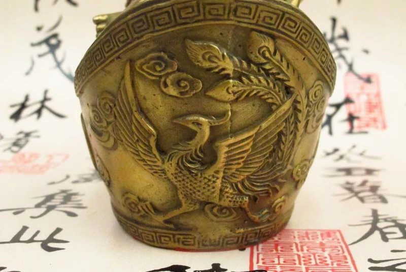 Китайская медная статуя Феникса дракона YuanBao | Дом и сад