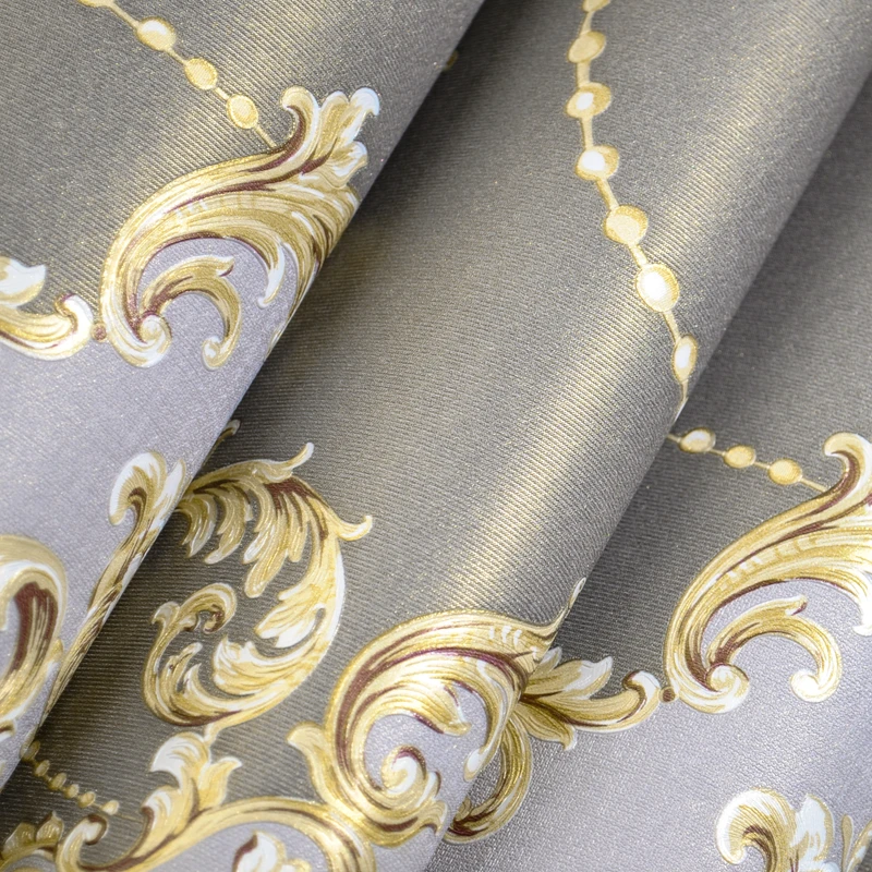 Grey Gold Textured Damask Luxury Wallpaper For Living Room Vinyl European Damascus Wall Paper Bedroom Walls Home Decor |
