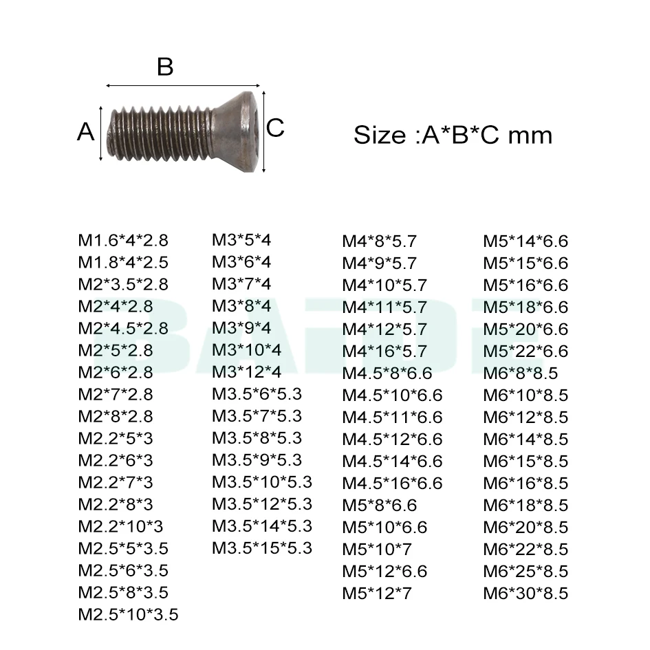 M1.6 M 1 8 M2 M2.5 M3 M4 M5 M6 вставной винт Torx 12 9 легированная сталь заменяет карбидные