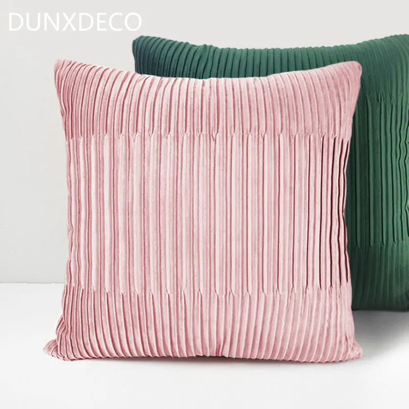 Dunxdeco чехол для подушки декоративные подушки Чехол Современная Художественная люстра роскошь бархата простой геометрический вертикальная складка диван кресло Coussin