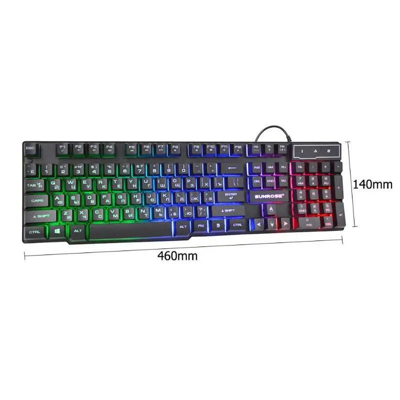 Клавиатура с подсветкой RGB водонепроницаемые механические клавиатуры игровой русский геймер ПК компьютер светодиодный 104 клавиш Стандартный USB