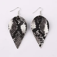 snakeskin print leaf dangle drop earrings for women bohemia animal print leaf drop earrings snakeskin women jewelry black white