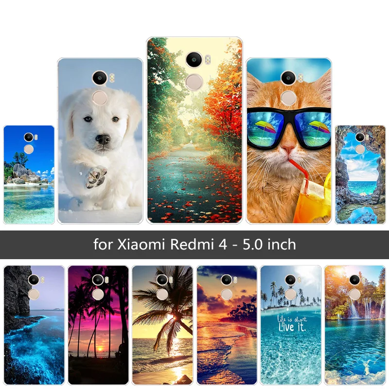 Для Xiaomi Redmi 4 чехлы из мягкого ТПУ силикона для телефонов с принтом Redmi4 5 0 дюйма |