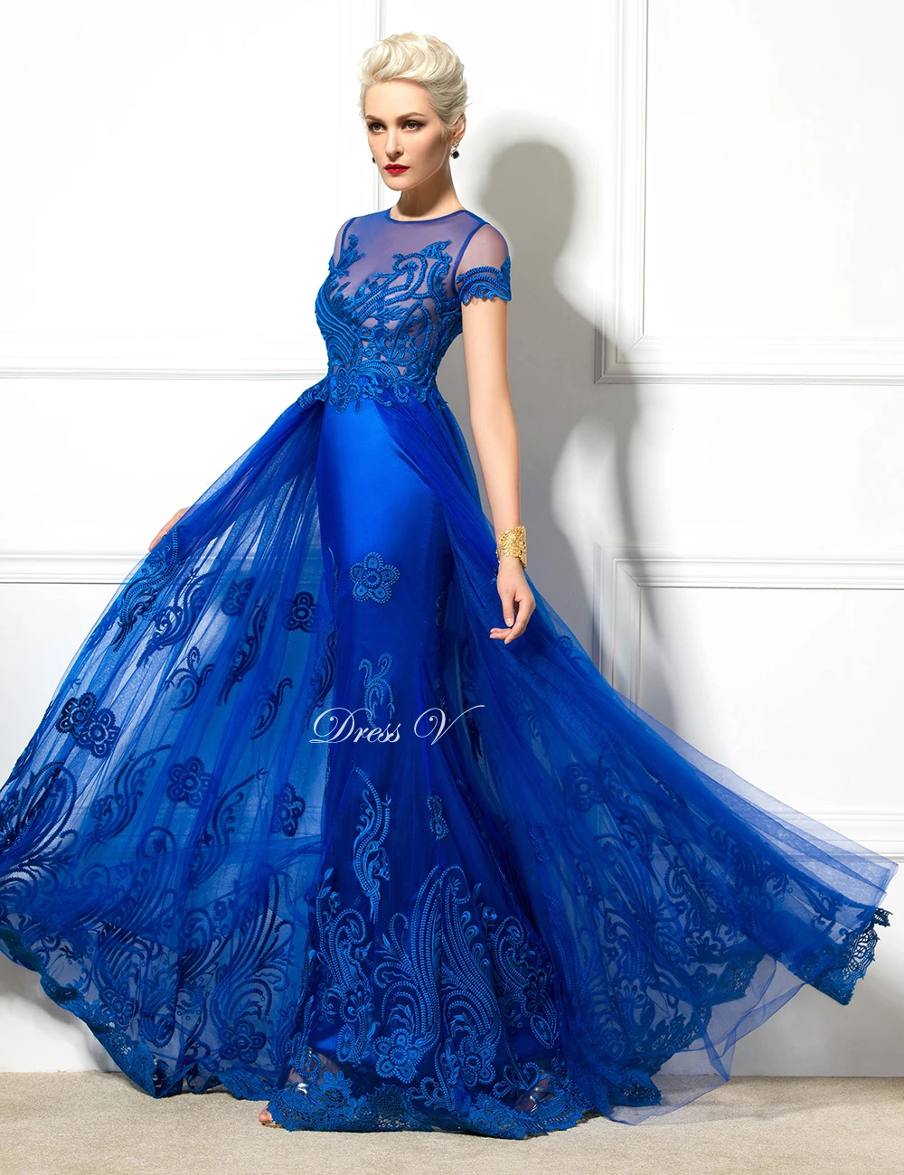 Dressv 2017 круглый вырез короткий рукав а силуэт вечернее платье с аппликацией