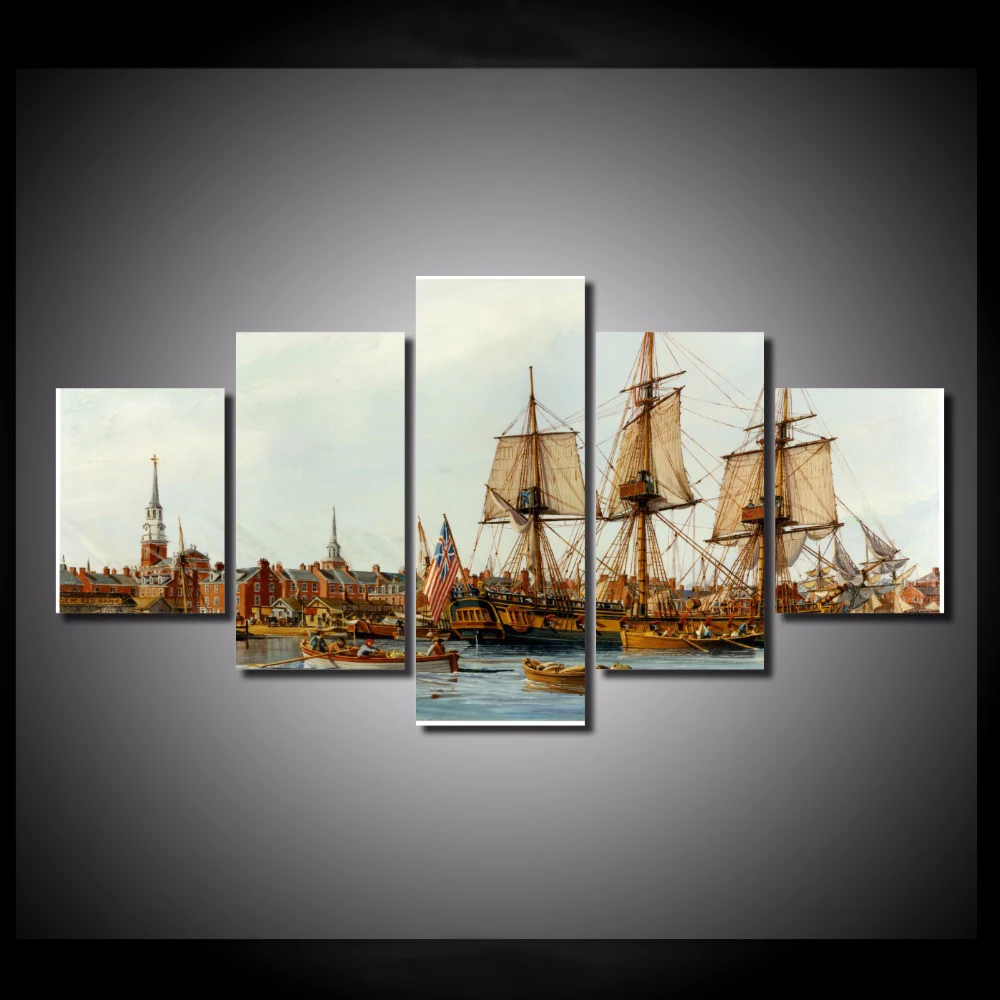 

5 Pieces/set Alfred ship Wall Art For Wall Decor Home Decoration Picture Paint on Canvas Prints Painting for Living Room