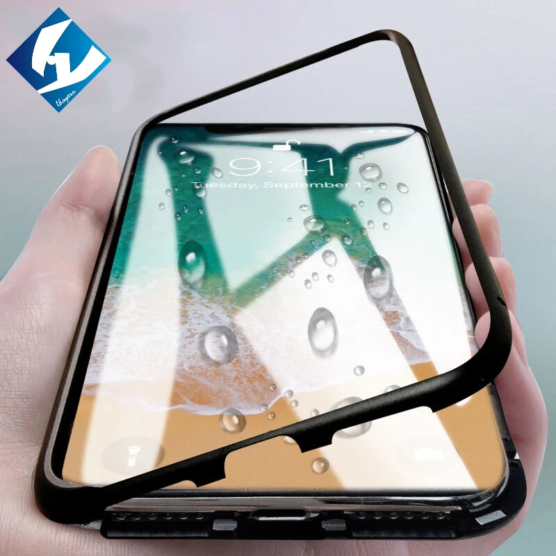 Магнитный чехол с откидной крышкой для samsung Galaxy A9 A7 2018 стекло Назад металлический