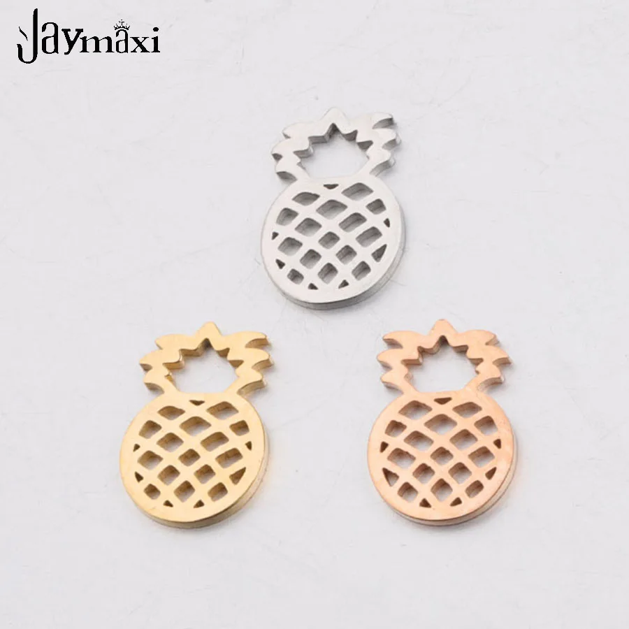 

Jaymaxi Hollow Pineapple Fruit Charm Stainless Steel Cute DIY Jewelry Accessories Mirror Polished Pendant 20Pieces/lot