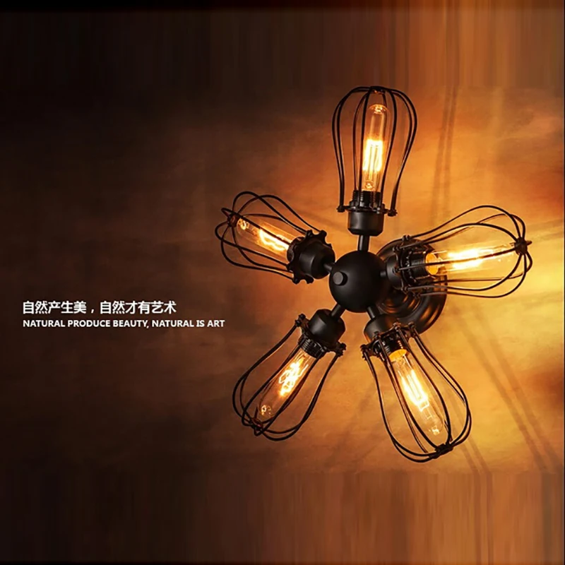 Современный черный модный 5 огней искусство грейпфрут Лофт потолочный