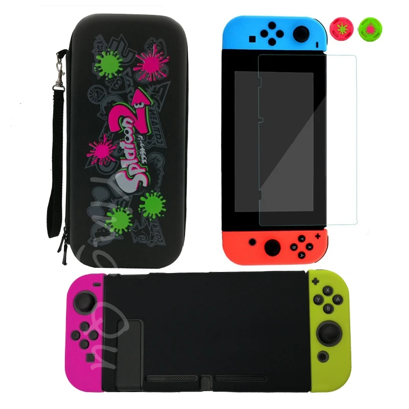 7 в 1 для Nintendo Switch NS консоль сумка для хранения из закаленного стекла протектор экрана+ силиконовый чехол для контроллера Joy-Con