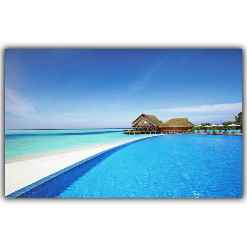 Летнее солнце и пляж морская пальма горы пейзаж настенная живопись украшение для