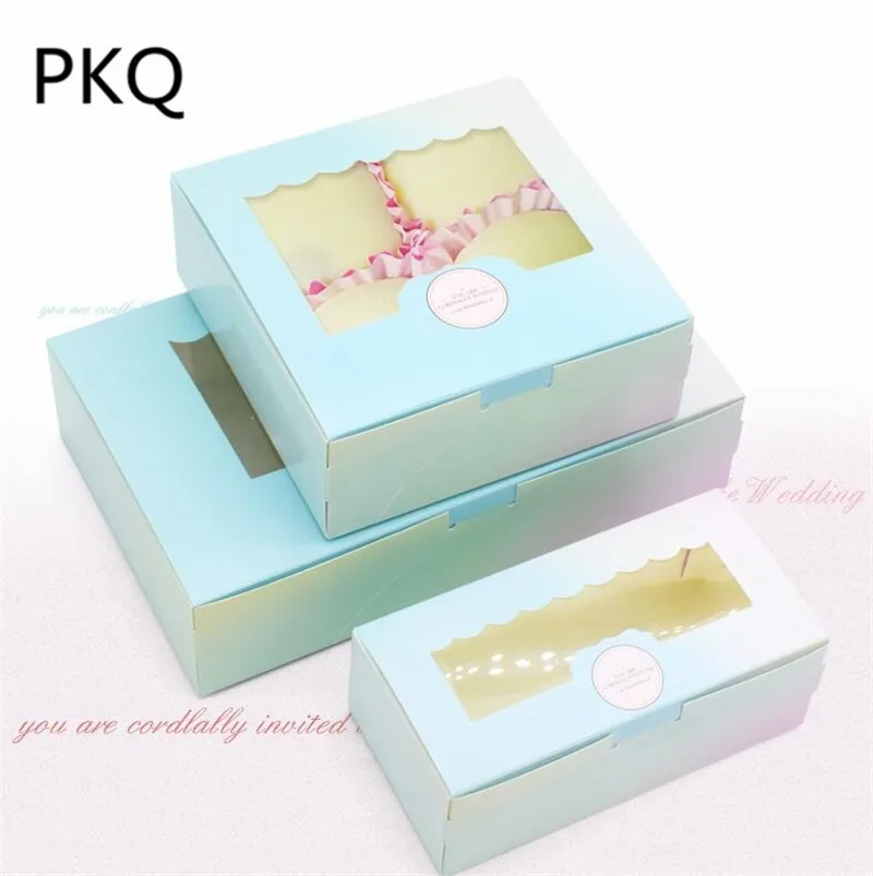10pcs Pink Macarons Box Cake box with pvc window Chocolate Muffin Biscuit packaging 21.5x13.5x5cm/13.5x13.5x5cm/13.5x7x5cm | Дом и сад