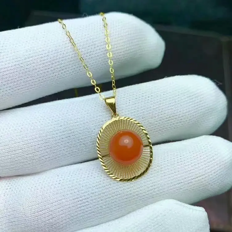 Shilovem 18K розовое золото настоящий натуральный южный Красный Агат Подвески без