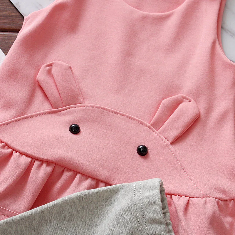 Baby Girl Suit Fashion Children Spring And Autumn Lotus Leaf Long-sleeved Rabbit Cartoon Image Cotton Coat Minnie